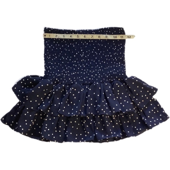 BB Dakota Skirt XS Y2K Navy & White POLKA DOTS Ruffled Sheered Mini - Picture 11 of 14